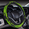 Green Kelly Camo Print Steering Wheel Cover with Elastic Edge