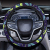 Dragonfly Lime Blue Print Pattern Steering Wheel Cover with Elastic Edge