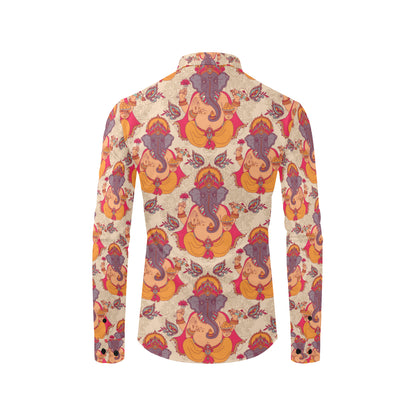 Ganesha Indian Pattern Print Design 02 Men's Long Sleeve Shirt