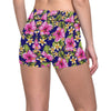 Pink Hibiscus Pattern Print Design HB027 Yoga Shorts