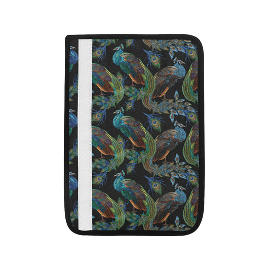 Peacock Pattern Print Design A04 Car Seat Belt Cover