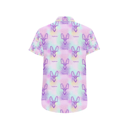 Capricorn Zodiac Pattern Print Design 02 Men's Short Sleeve Button Up Shirt