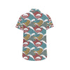 Tribal Wave Pattern Print Men's Short Sleeve Button Up Shirt