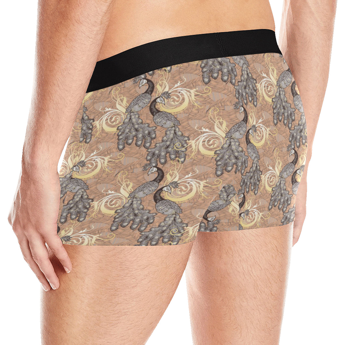 Peacock Pattern Print Design A05 Men's Boxer Briefs