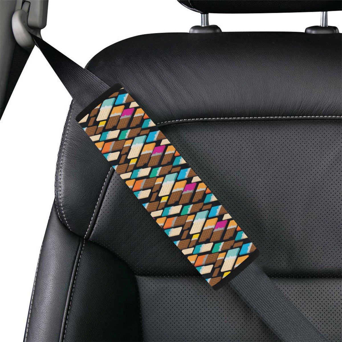 Chocolate Pattern Print Design 02 Car Seat Belt Cover