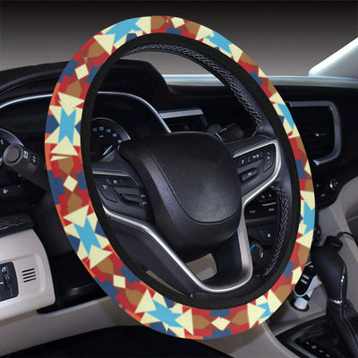 Aztec Pattern Print Design 01 Steering Wheel Cover with Elastic Edge