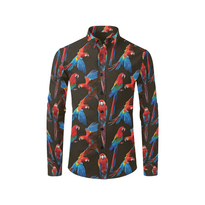 Macaw Pattern Print Design 04 Men's Long Sleeve Shirt