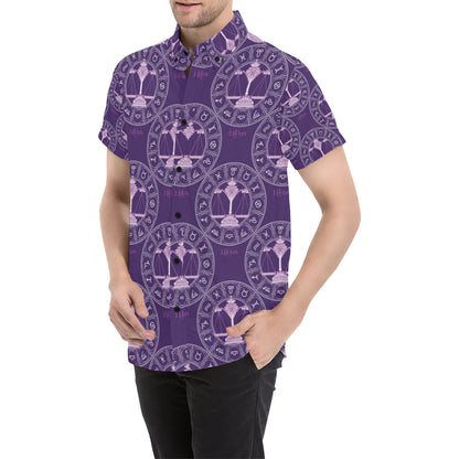Libra Pattern Print Design 03 Men's Short Sleeve Button Up Shirt