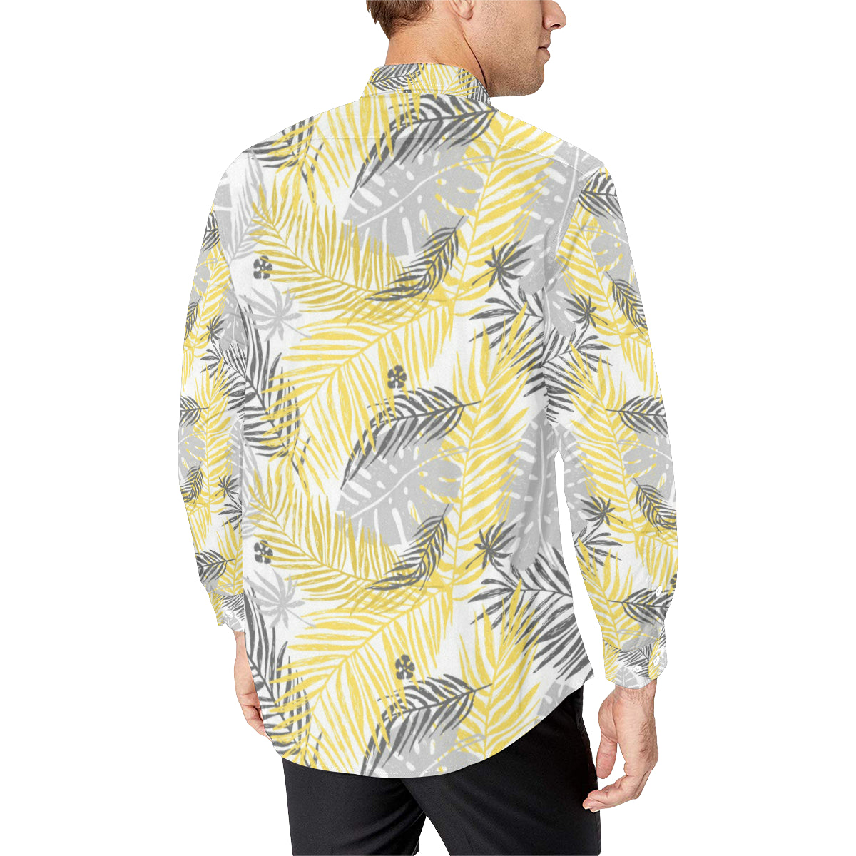 Palm Leaves Pattern Print Design PL012 Men's Long Sleeve Shirt