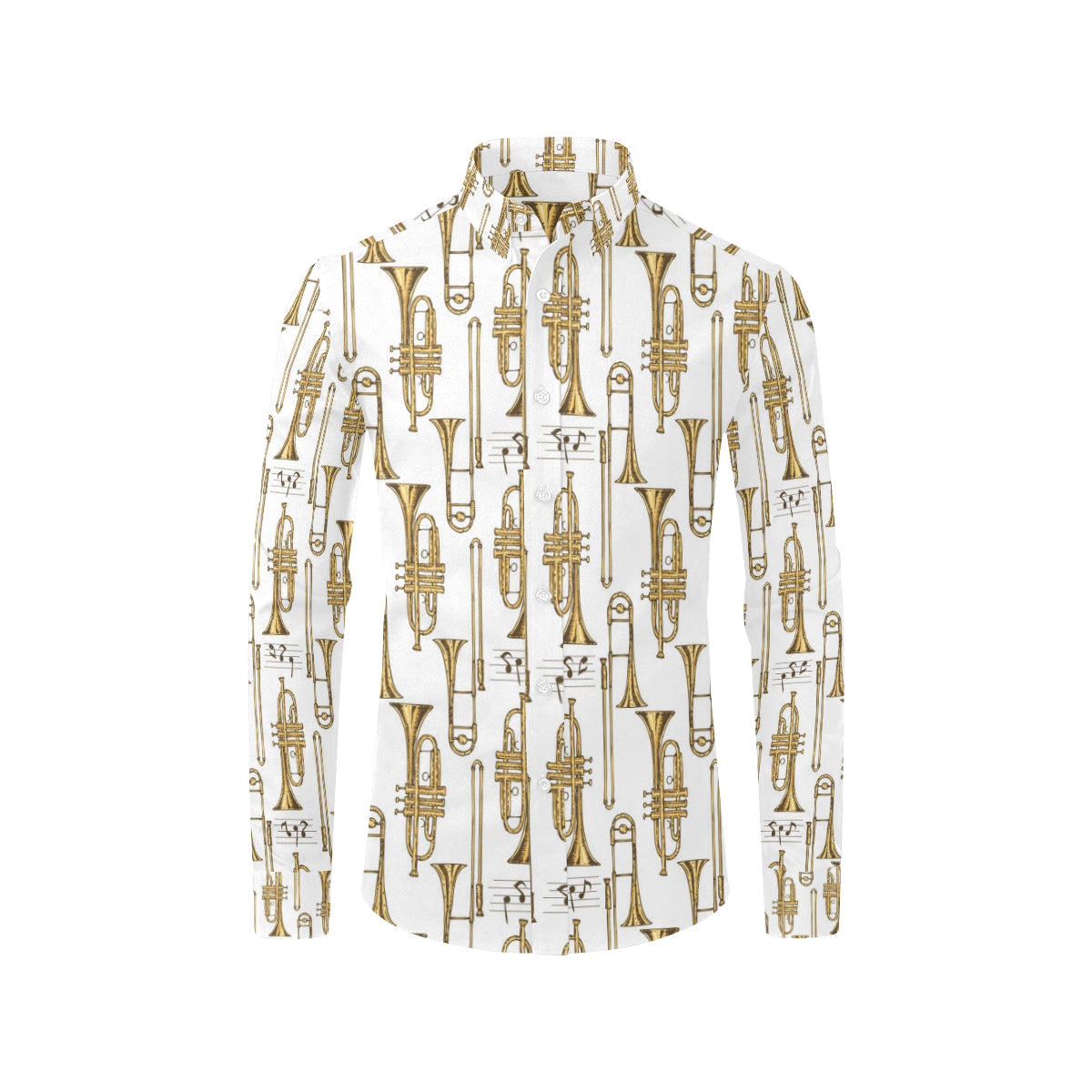 Trombone Pattern Print Design 04 Men's Long Sleeve Shirt