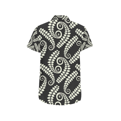 Fern Leave Print Pattern Men's Short Sleeve Button Up Shirt