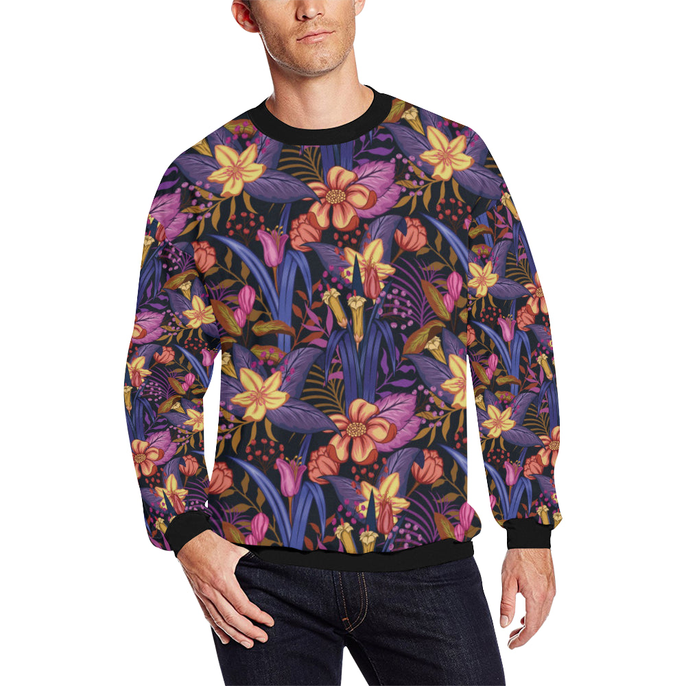 Lily Pattern Print Design LY016 Men Long Sleeve Sweatshirt