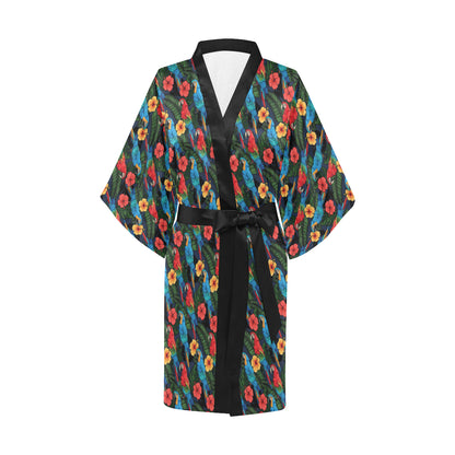 Parrot Pattern Print Design A01 Women's Short Kimono