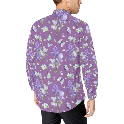 Iris Pattern Print Design IR09 Men's Long Sleeve Shirt