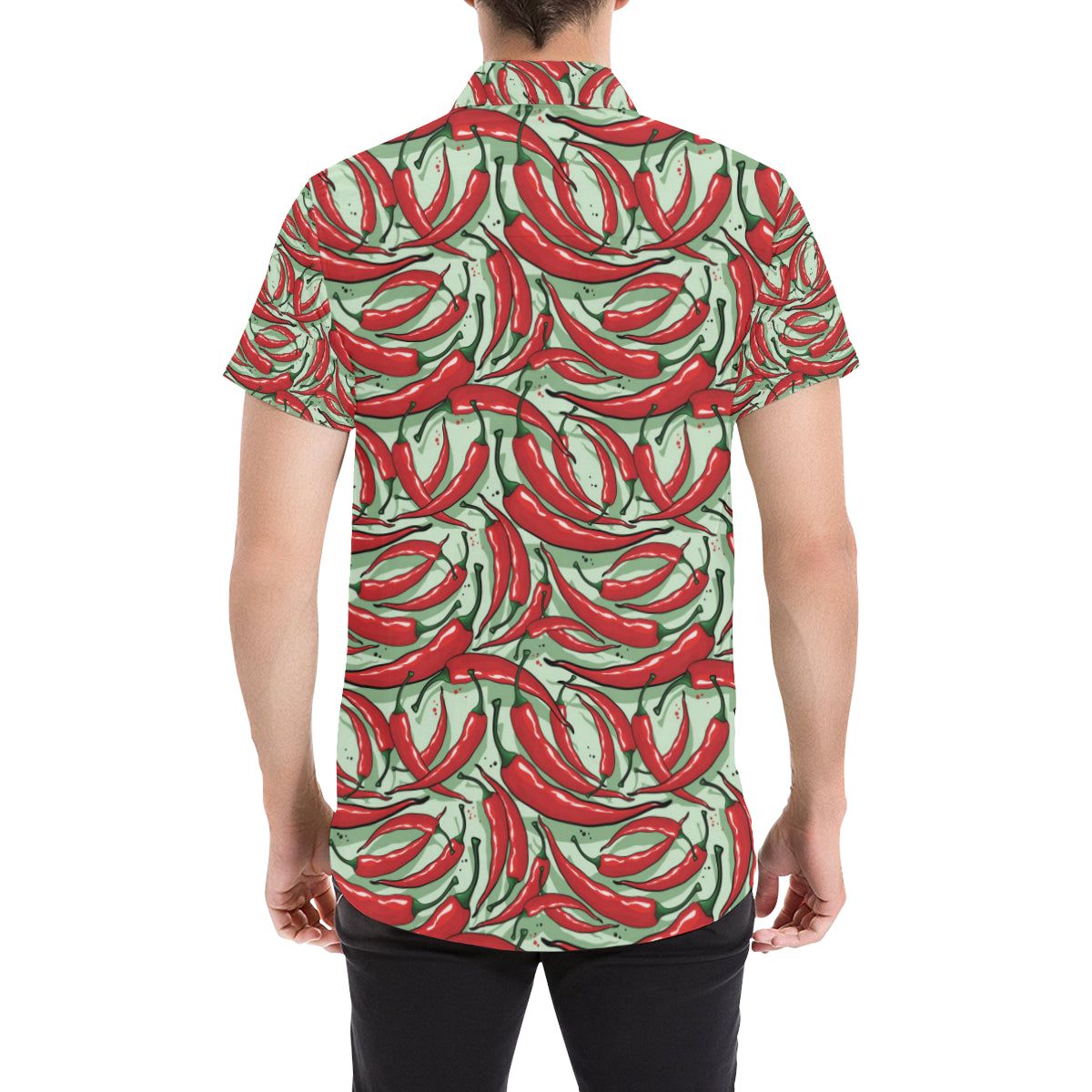 Chilli Pepper Pattern Print Design 04 Men's Short Sleeve Button Up Shirt