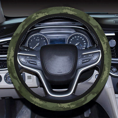 Army Camouflage Pattern Print Design 02 Steering Wheel Cover with Elastic Edge