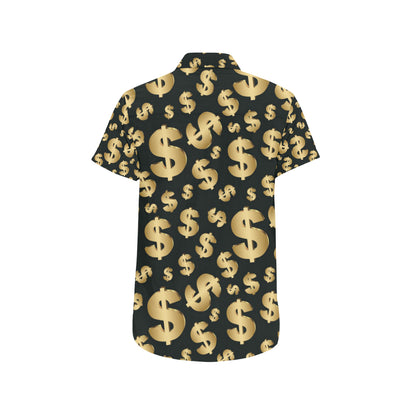 Dollar Pattern Print Design DO04 Men's Short Sleeve Button Up Shirt
