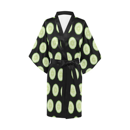 Cucumber Pattern Print Design CC02 Women's Short Kimono