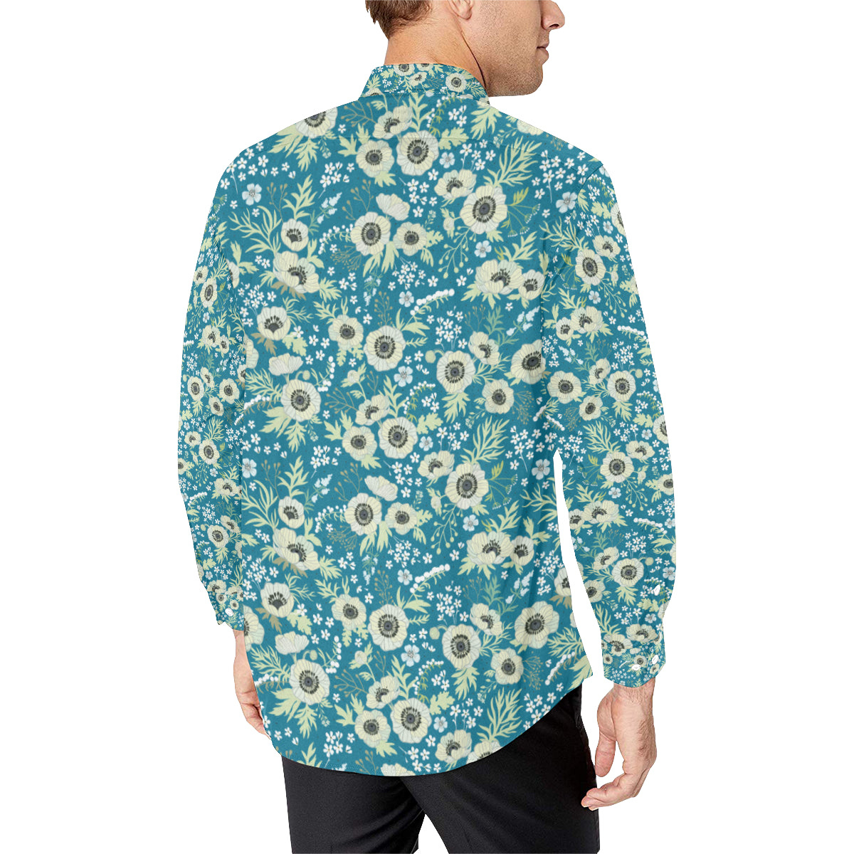 Anemone Pattern Print Design 01 Men's Long Sleeve Shirt