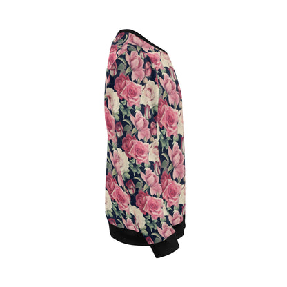 Rose Pattern Print Design RO05 Men Long Sleeve Sweatshirt
