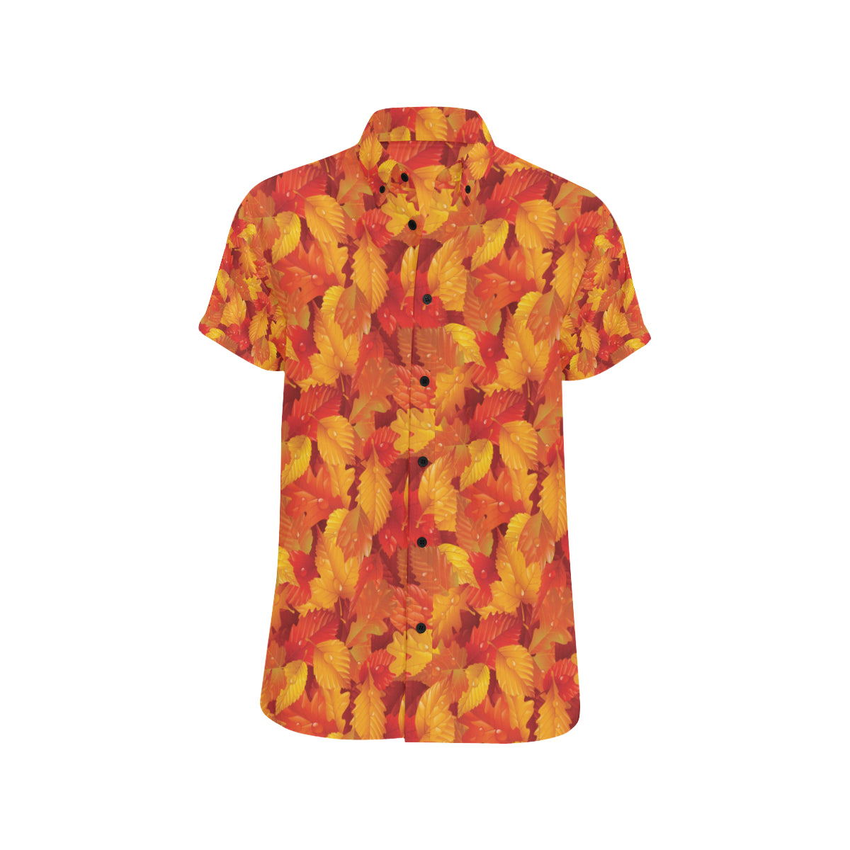 Elm Leave Autum Print Pattern Men's Short Sleeve Button Up Shirt