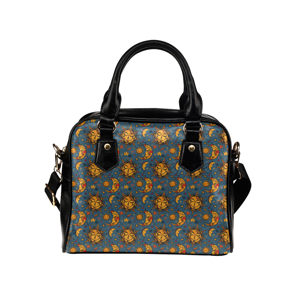 Celestial Moon Sun Pattern Print Design 02 Shoulder Handbag