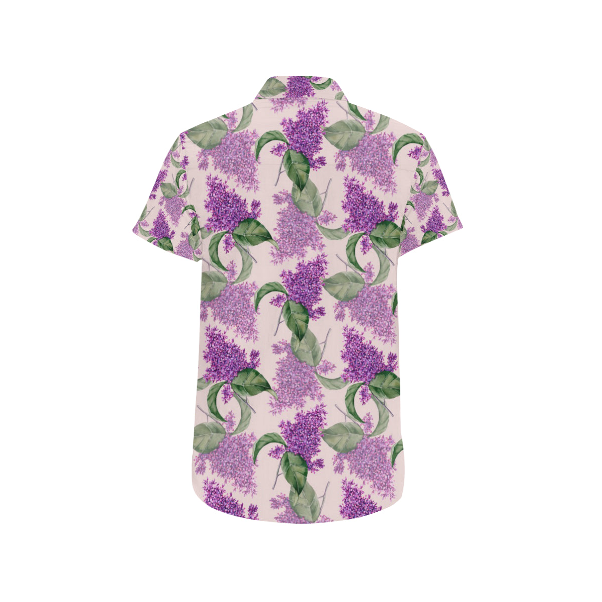 Lilac Pattern Print Design LI02 Men's Short Sleeve Button Up Shirt