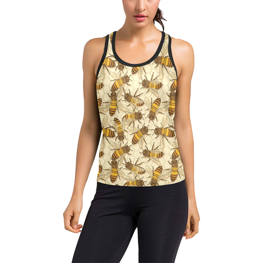 Bee Pattern Print Design BEE05 Women's Racerback Tank Top
