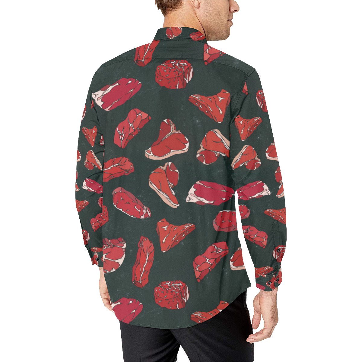 Meat Pattern Print Design 01 Men's Long Sleeve Shirt