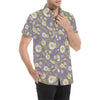 Daisy Pattern Print Design DS011 Men's Short Sleeve Button Up Shirt