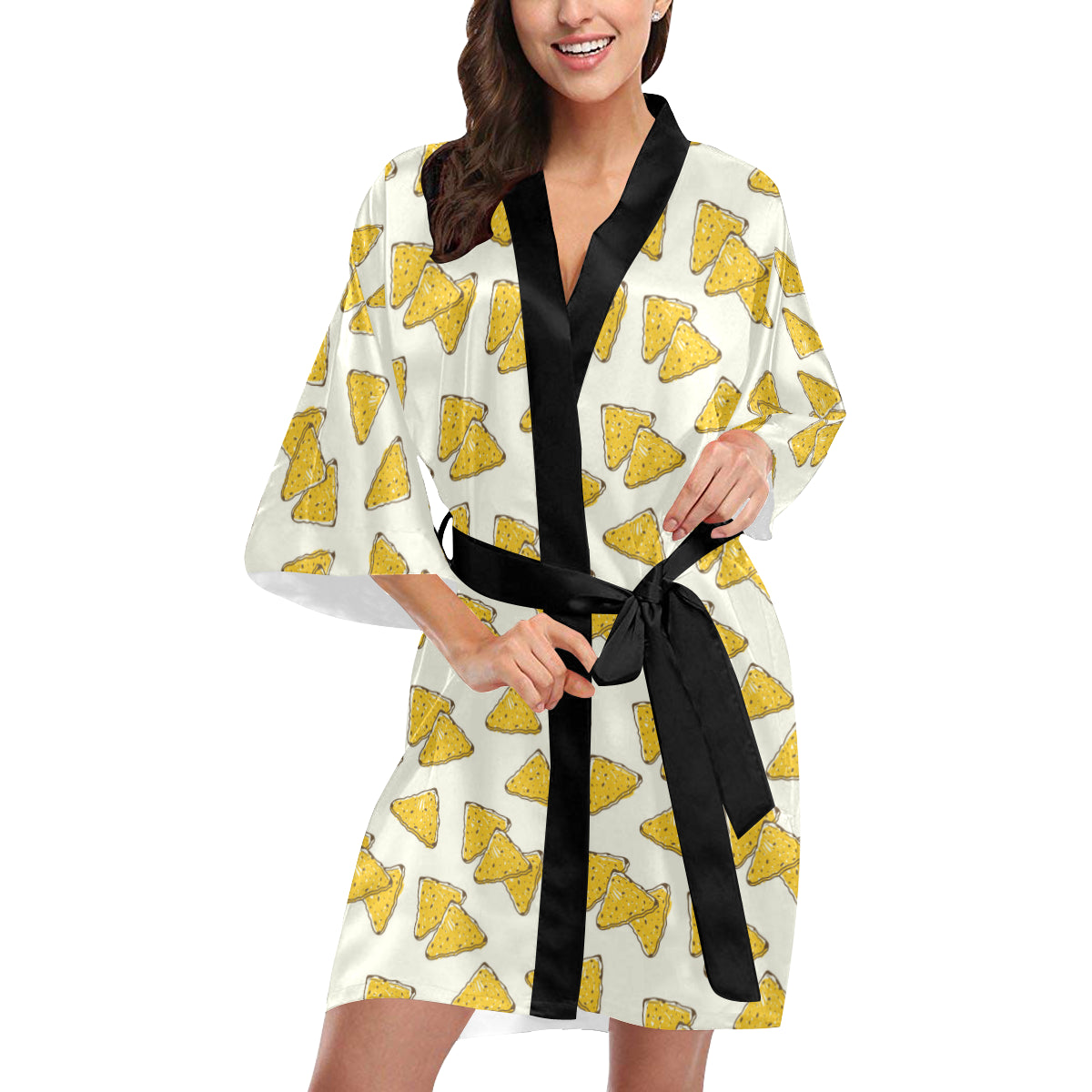 Nachos Pattern Print Design A01 Women's Short Kimono