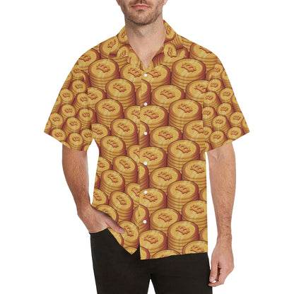 Bitcoin Pattern Print Design 02 Men's Hawaiian Shirt