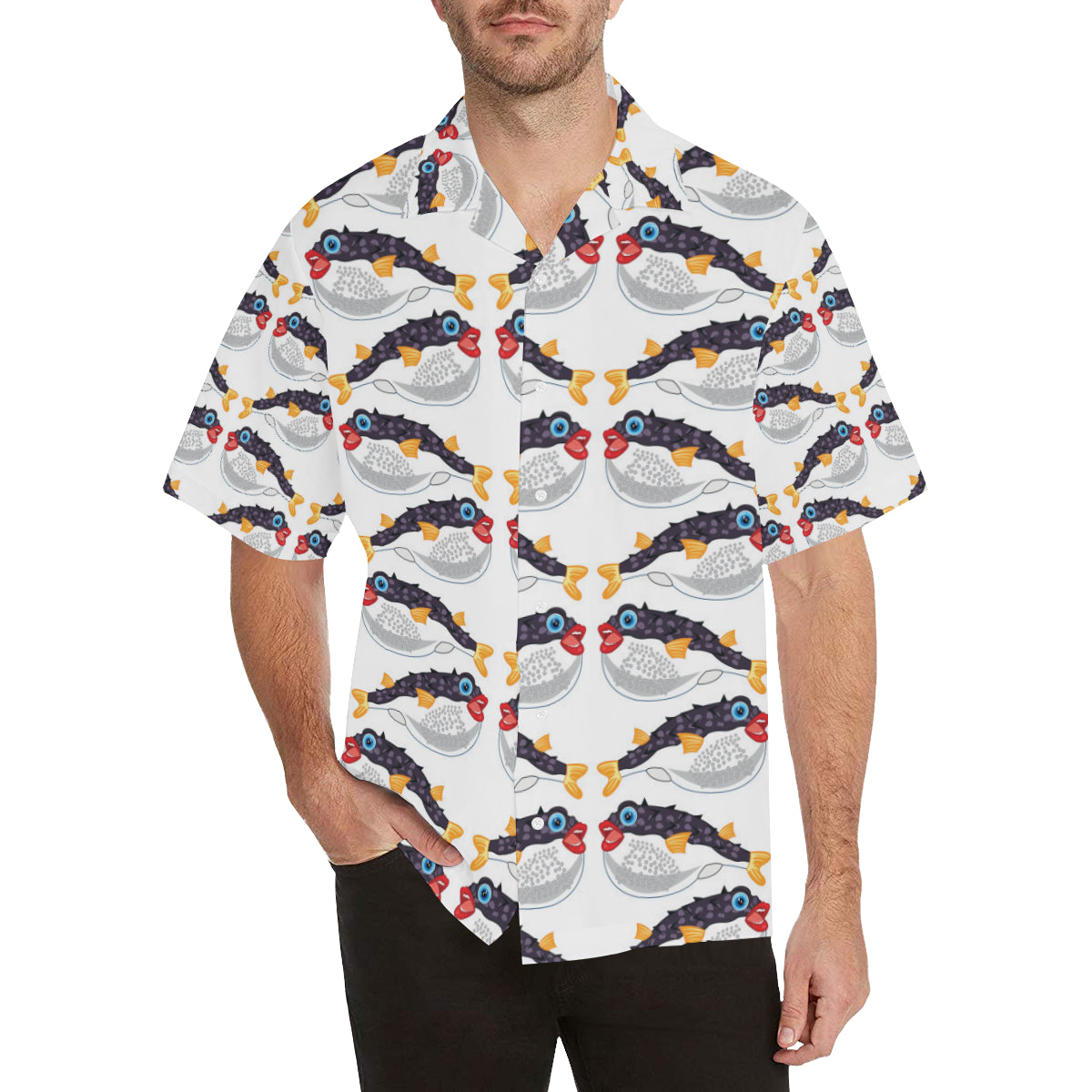 Fugu Pattern Print Design 03 Men's Hawaiian Shirt