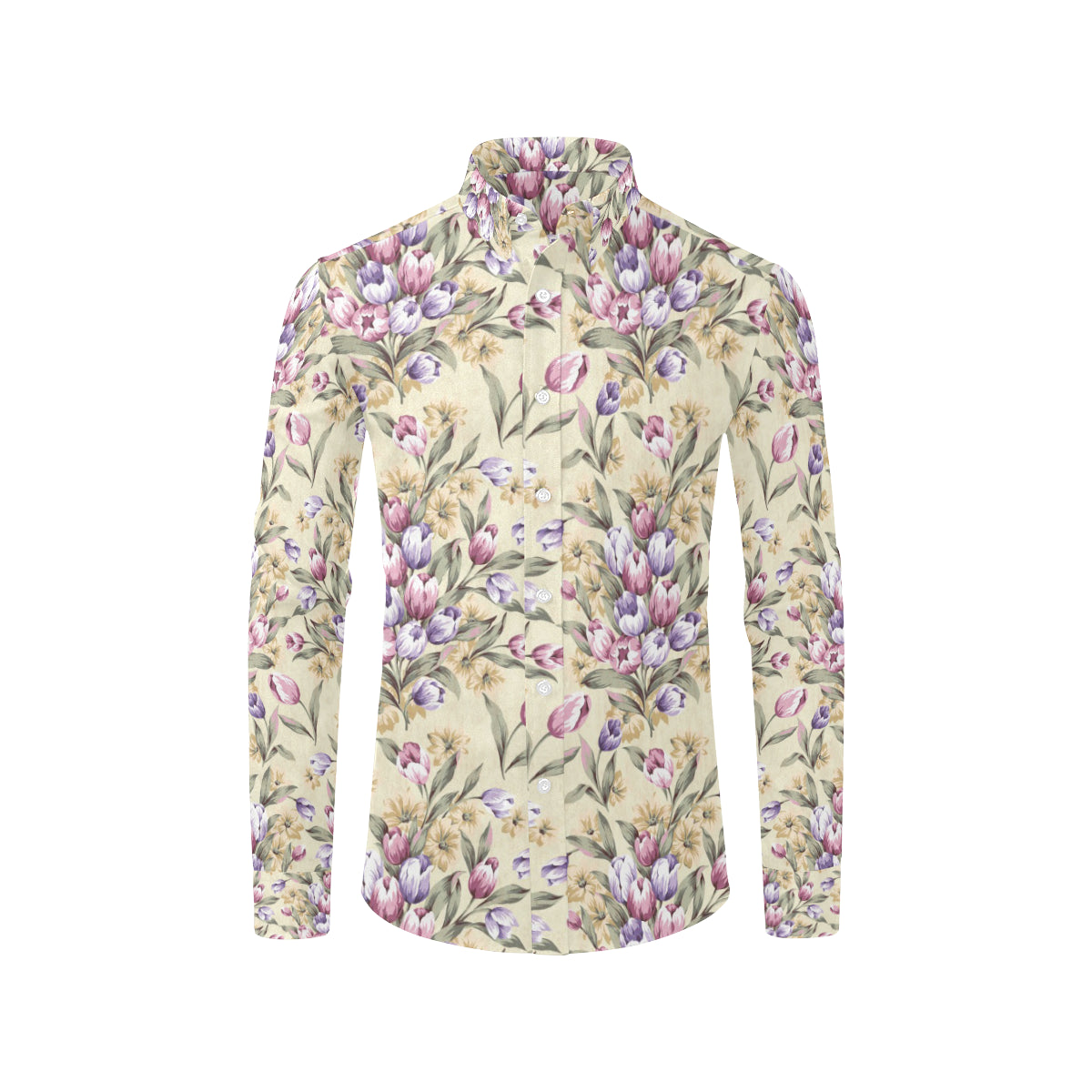 Tulip Pattern Print Design TP04 Men's Long Sleeve Shirt