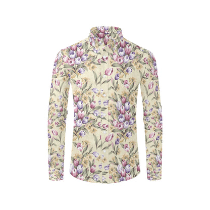 Tulip Pattern Print Design TP04 Men's Long Sleeve Shirt