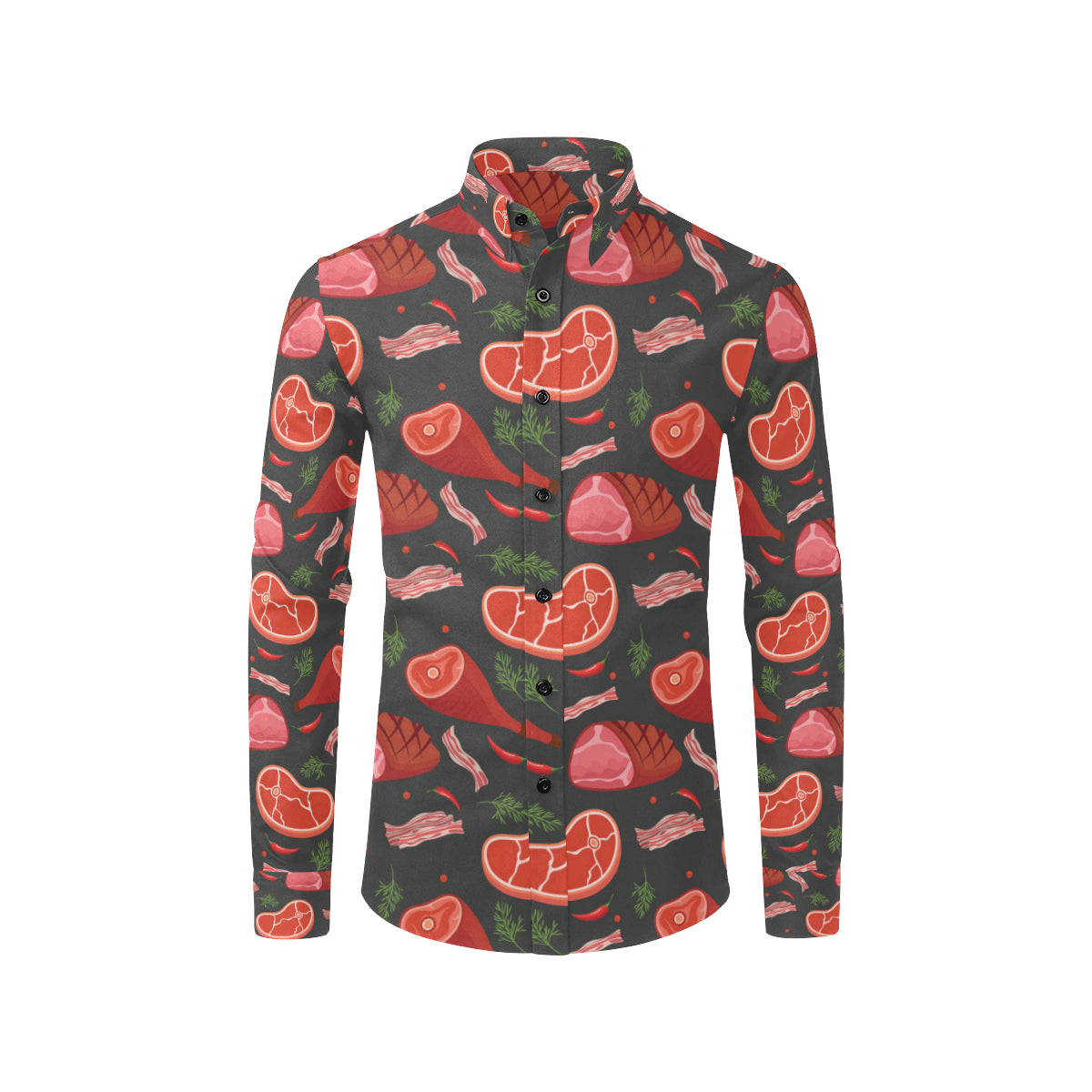 Meat Pattern Print Design 03 Men's Long Sleeve Shirt