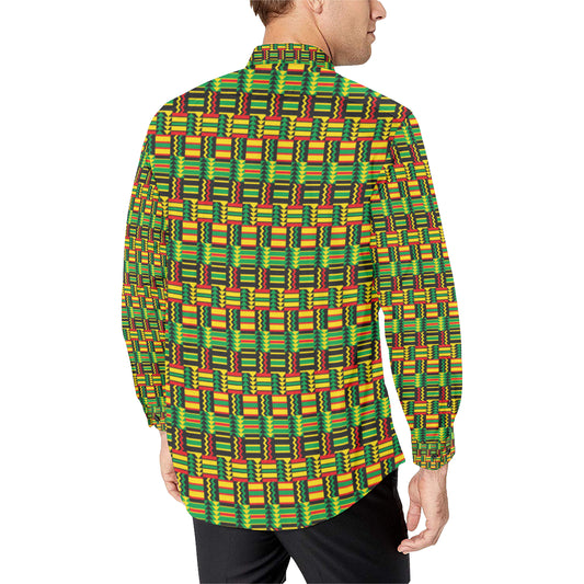 African Zip Zag Print Pattern Men's Long Sleeve Shirt
