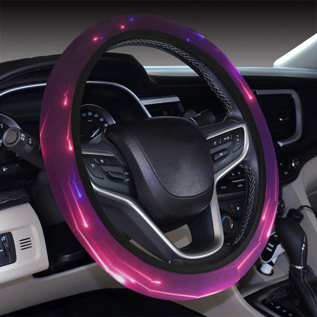 Celestial Purple Blue Neon Speed Light Steering Wheel Cover with Elastic Edge