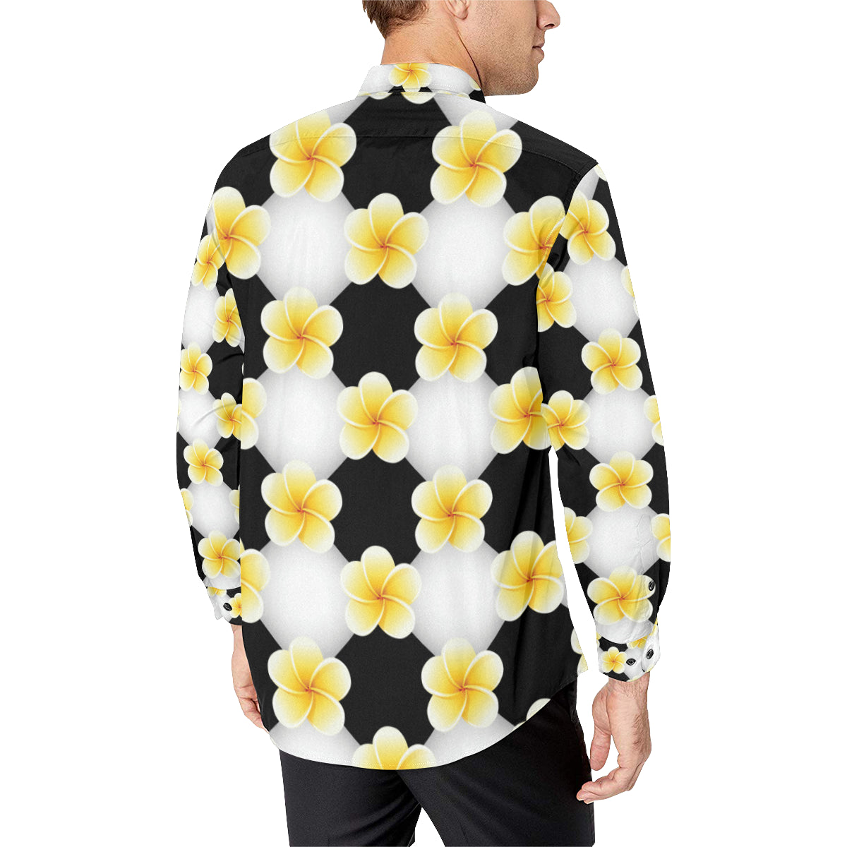 Plumeria Pattern Print Design A04 Men's Long Sleeve Shirt