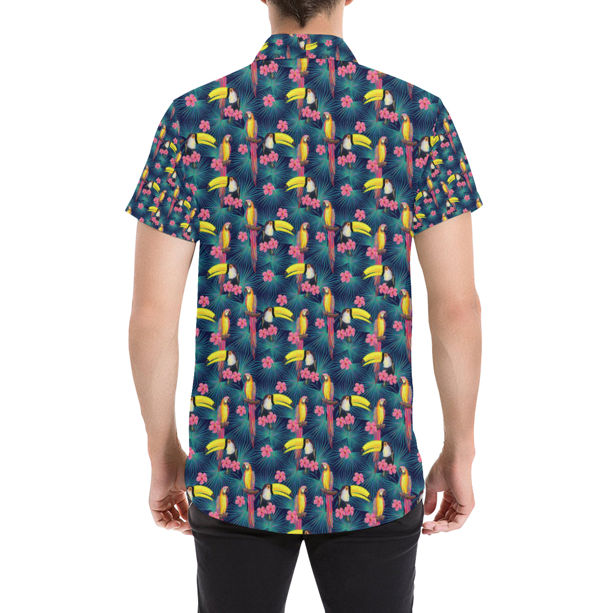 Toucan Parrot Design Men's Short Sleeve Button Up Shirt