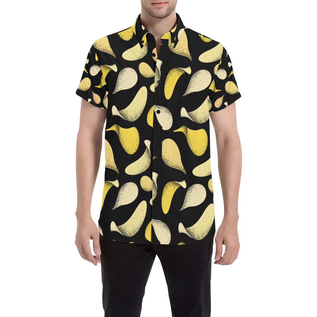 Potato Pattern Print Design A02 Men's Short Sleeve Button Up Shirt
