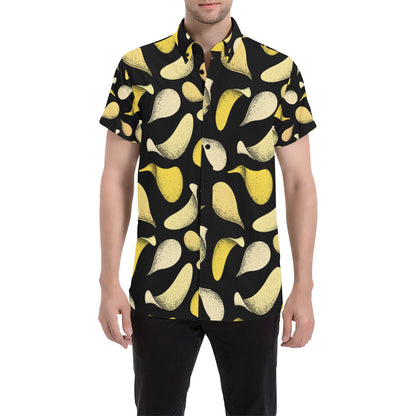 Potato Pattern Print Design A02 Men's Short Sleeve Button Up Shirt