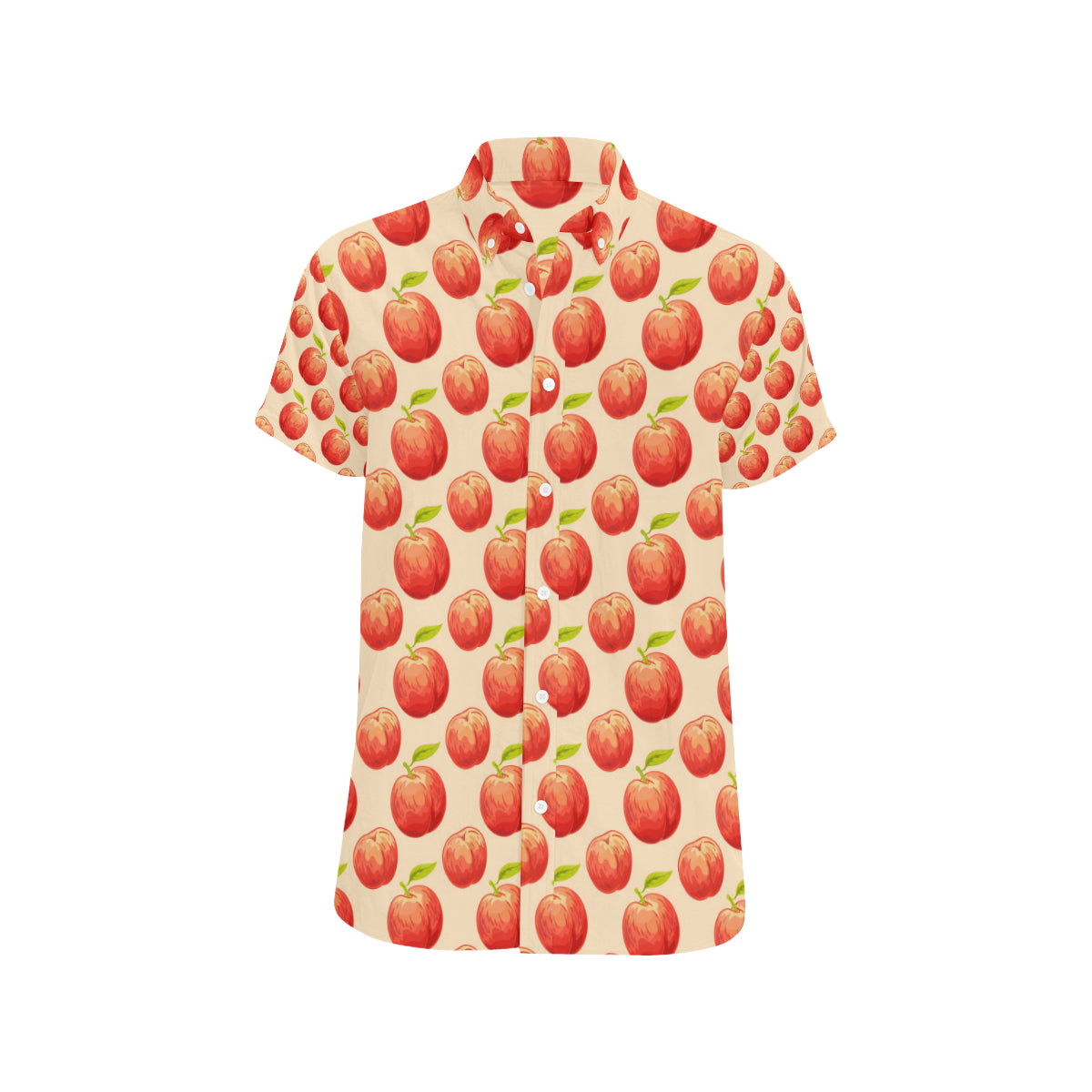 Peach Pattern Print Design A03 Men's Short Sleeve Button Up Shirt