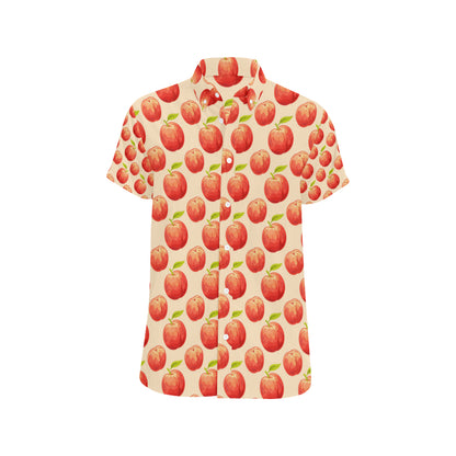 Peach Pattern Print Design A03 Men's Short Sleeve Button Up Shirt