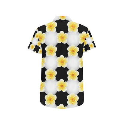 Plumeria Pattern Print Design A04 Men's Short Sleeve Button Up Shirt