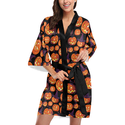 Halloween Pattern Print Design 04 Women's Short Kimono