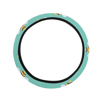 Bee Pattern Print Design 01 Steering Wheel Cover with Elastic Edge
