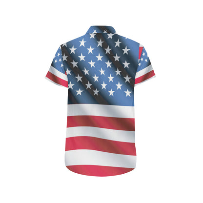 American flag Classic Men's Short Sleeve Button Up Shirt