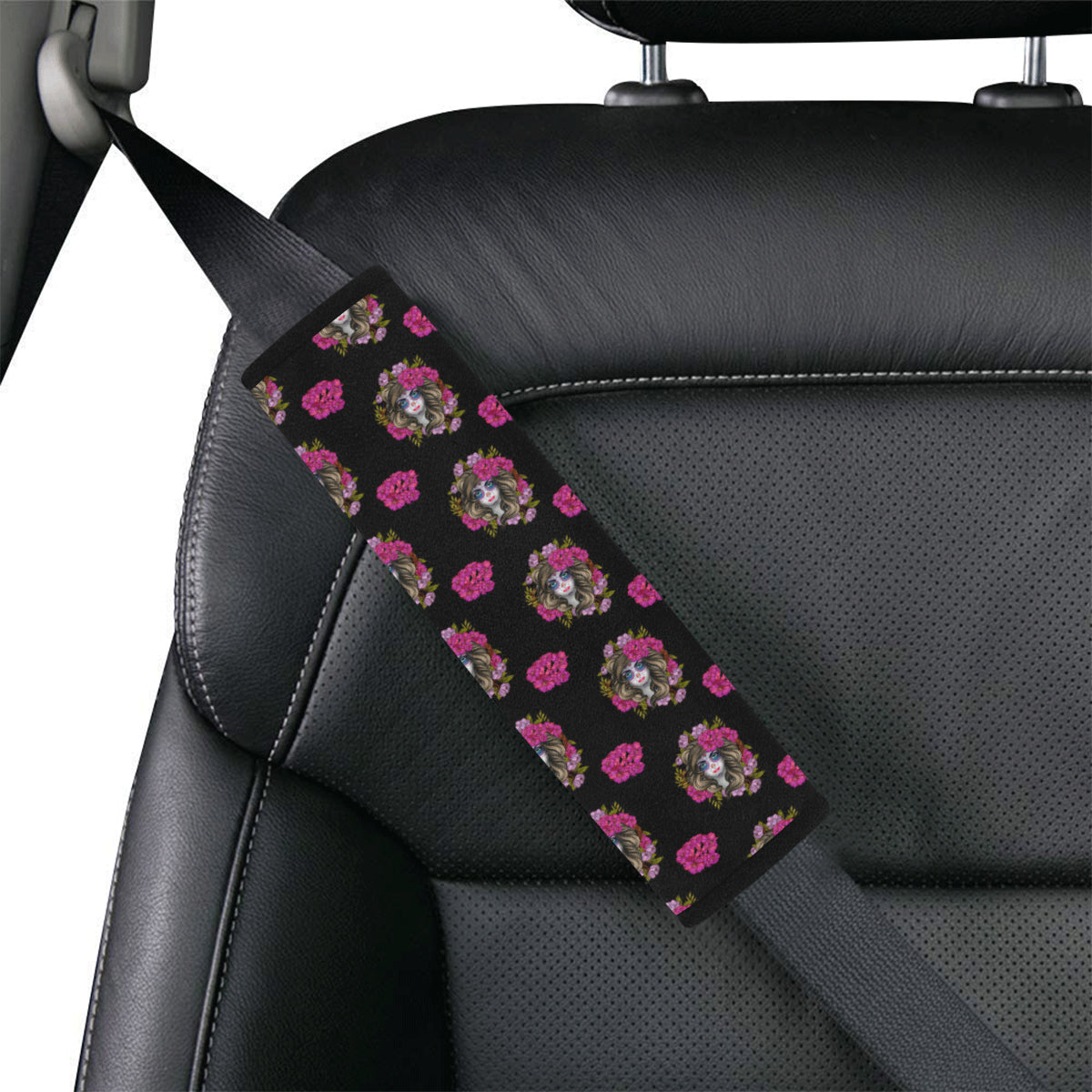 Day of the Dead Makeup Girl Car Seat Belt Cover