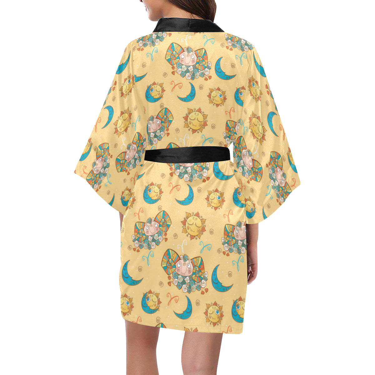 Aries Zodiac Pattern Print Design 03 Women's Short Kimono